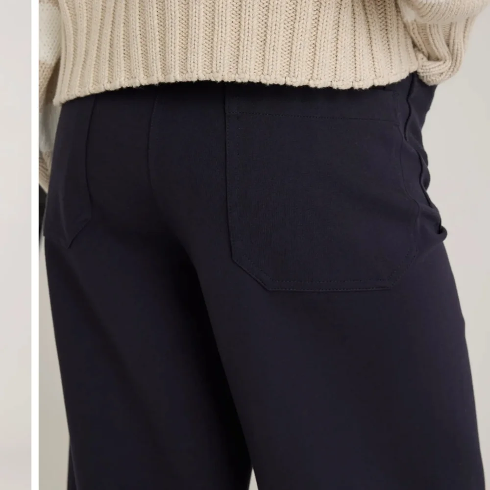 Quince $120 Ultra-Stretch Ponte Cropped Wide Leg Pants Navy Women 14 Minimalist - Picture 3 of 10